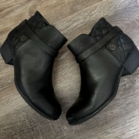 Liz Claiborne Black Faux Leather Strappy Ankle Booties Size 7M - Picture 4 of 12